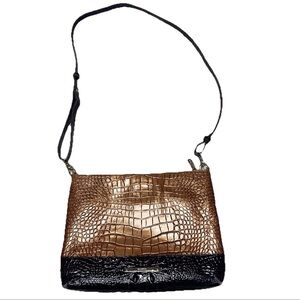 Brahmin Minuette Melbourne Mini Leather Crossbody Brown Black Alligator Croc Y2K